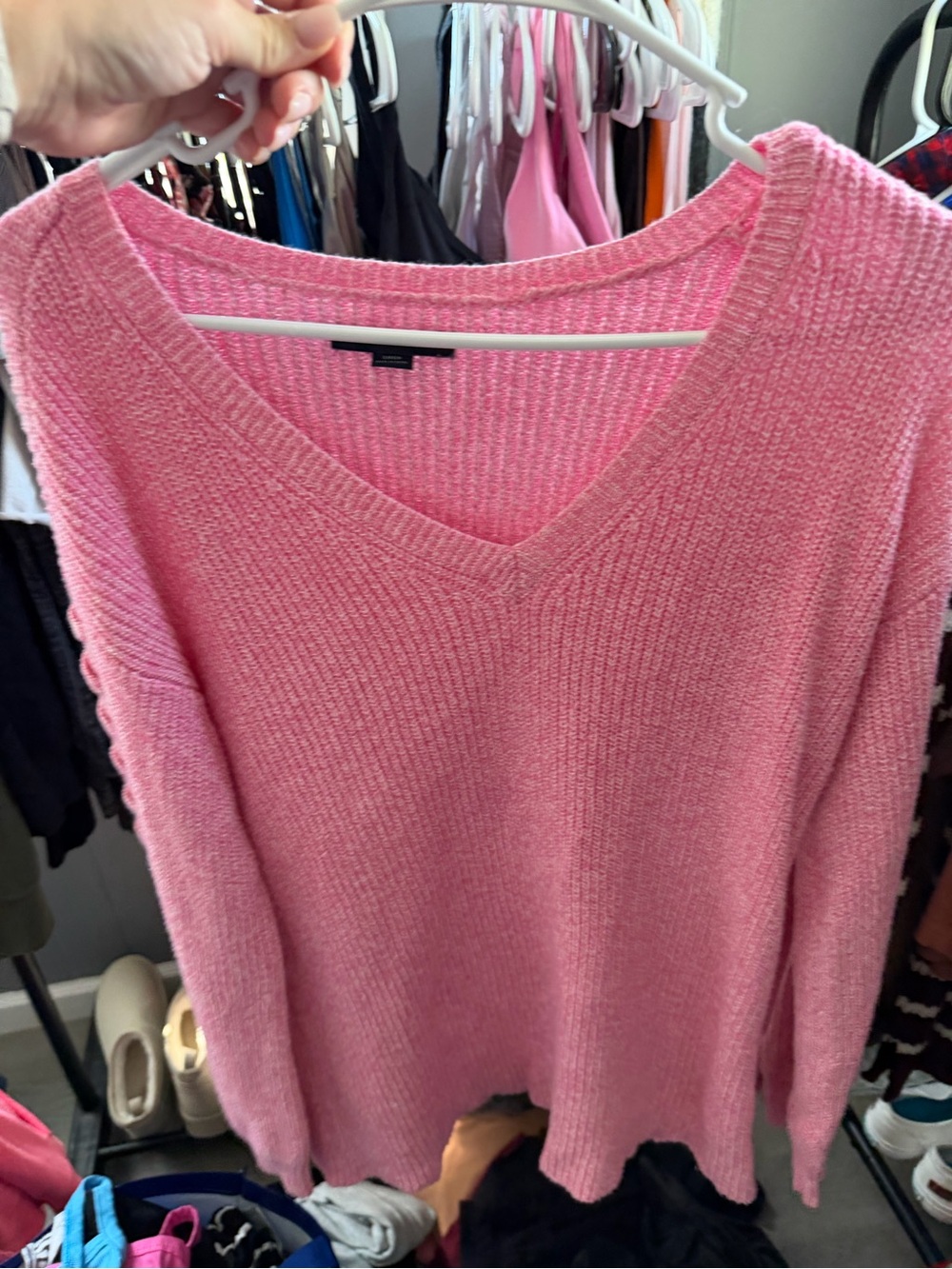 American Eagle Outfitters Pink V-Neck Sweater